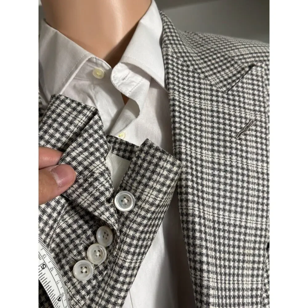 Tom Ford Houndstooth Sport Jacket Blazer 58L 48L US Peak Lapels Wool Silk Linen - Picture 3 of 8